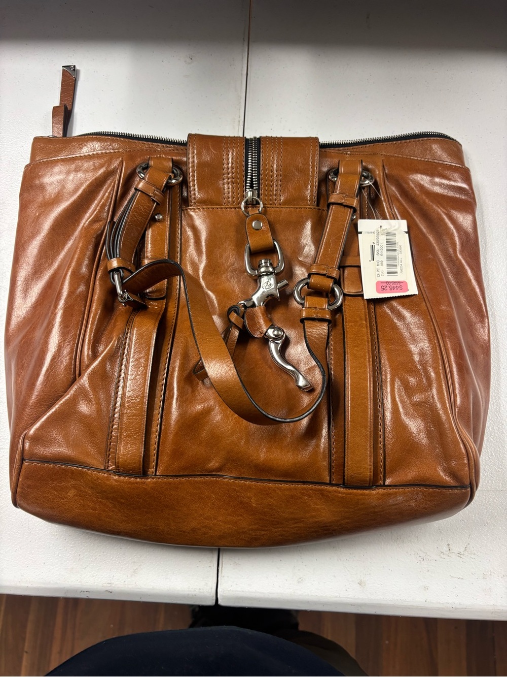 Francesco Biasia Leather Shoulder Bag - Cognac